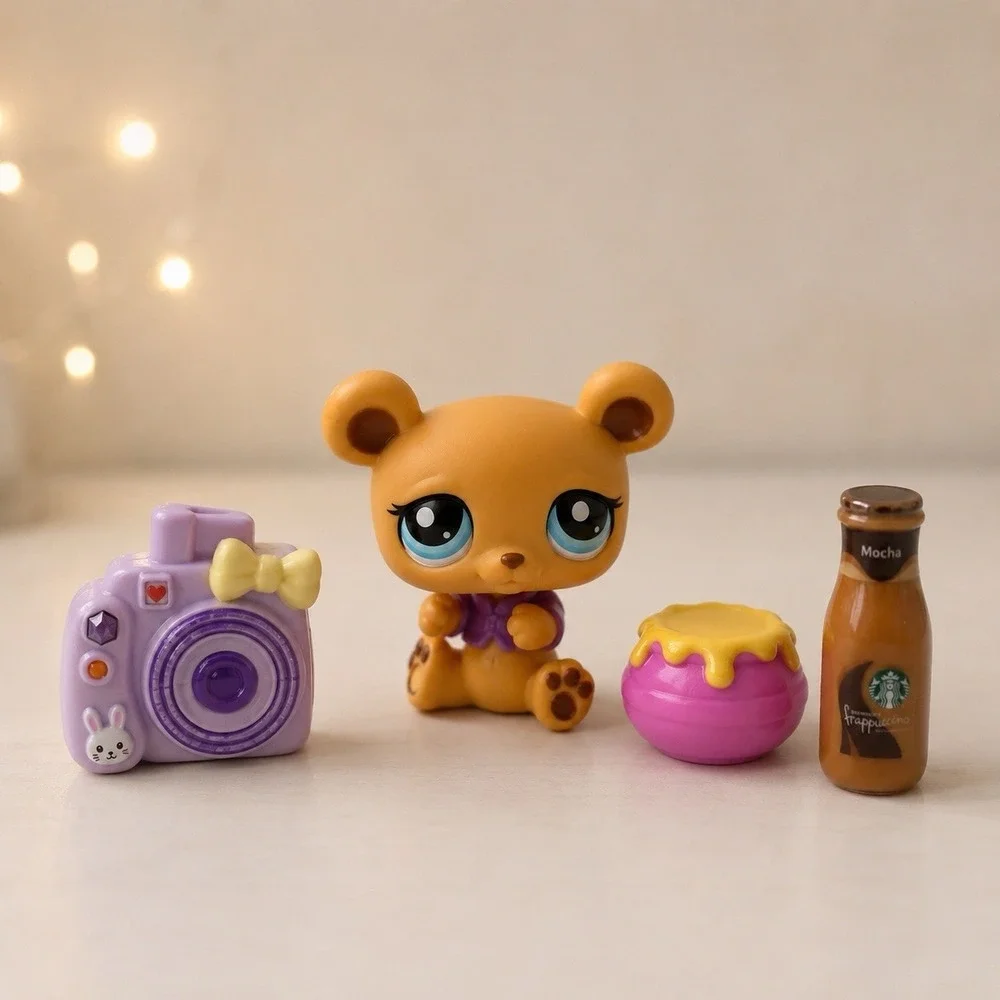 Littlest Pet Shop LPS #1834 Bear 2010 Original Honey Pot + Cute Accessories